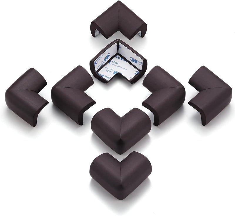 AIXMEET 8 Pack Corner Protector for Baby, Heavy-Duty Soft Rubber Foam Furniture Corner Bumper Guards, Child Safety Furniture Bumper, Adhesive Pre-Taped Corner Protectors,Soft Sponge Table Corners, Brown - Image 3